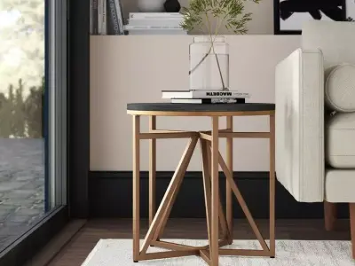 Payakumbuh Antique Bronze Pedestal End Table 3D model