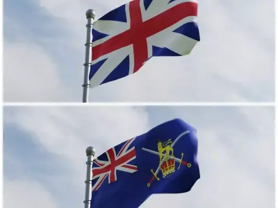 Animated United Kingdom Flags 3D model