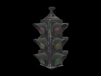 quadruple traffic lights 02 3D model