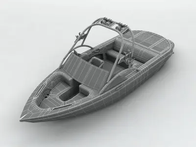 Sport Ski Motor Boat Low-poly 3D model