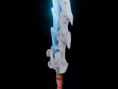 Frostfang - Stylized Fantasy Bone-Ice Sword -Game-Ready Low-poly 3D model