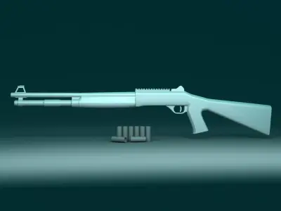 Auto Shotgun Low-poly 3D model