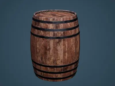 Barrel wooden Low-poly 3D model 4