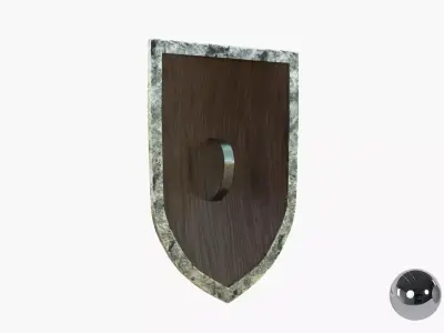 Medival knight wooden shield Low-poly 3D model