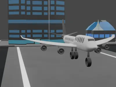 Airport environment with an aircraft Low-poly 3D model