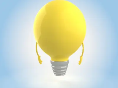 Cartoon light bulb 3D model