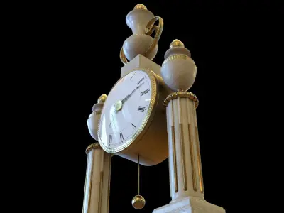 Antique White Clock made of Marble and Gold 3D model