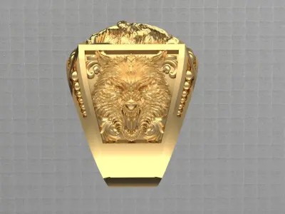 Wolf head ring mens womens 3D print model 3D print model