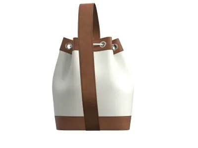 Brown Leather Sling Bucket Bag 3D model