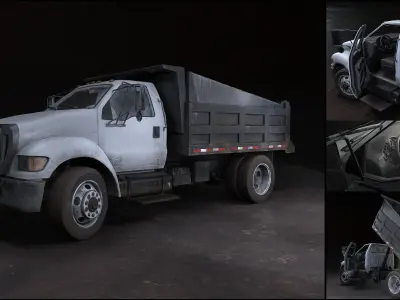 Dump Truck Game Ready PBR Textures Low-poly 3D model
