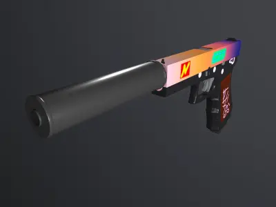 handpainted glock-17 Low-poly 3D model