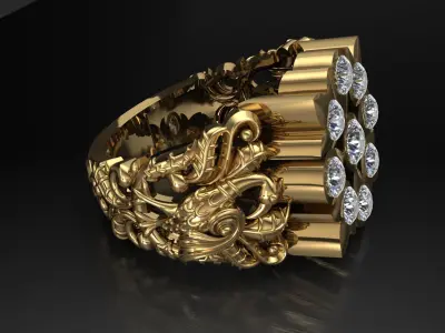 Antique Gents Men Ring  Peacock  3D print model