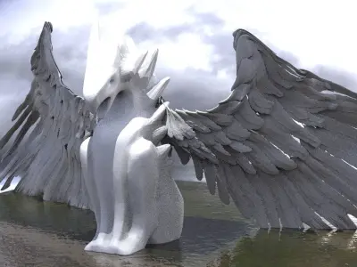 Reptile Statue winged  3D model