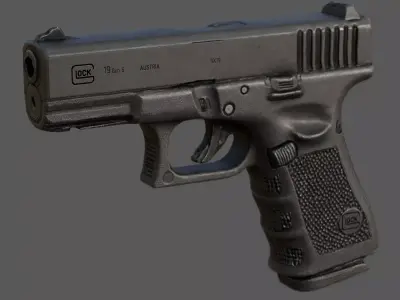 Glock 19 Gen 5  Realistic 3D Model  4K PBR Textures Game Ready  Low-poly 3D model