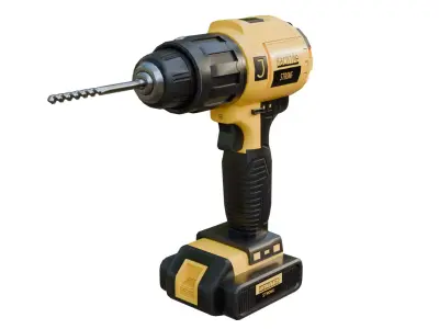 Cordless Drill with drill bit Low-poly 3D model