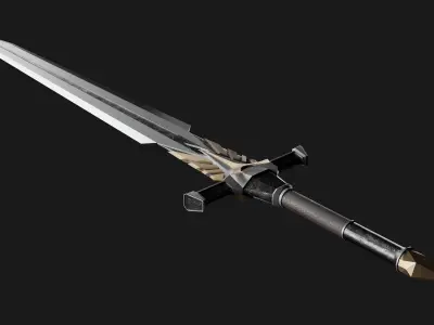 Bastard sword Low-poly 3D model buy