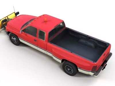 Dodge Ram 1995 3500 snow plow Low-poly 3D model