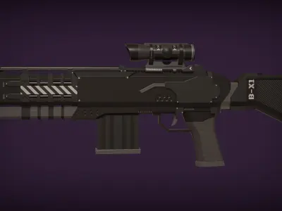 Assault Rifle Black BX1 Low-poly 3D model