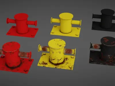 Sea bollard for ship and yachts Low-poly 3D model