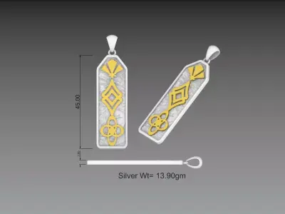 Charm Rectangular Long Pendant jewelry  3D print model