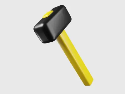 Metal mallet with yellow handle  Free 3D model