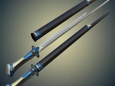 Vibrosonic katana Low-poly 3D model