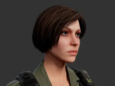 Female Soldier Low-poly 3D model