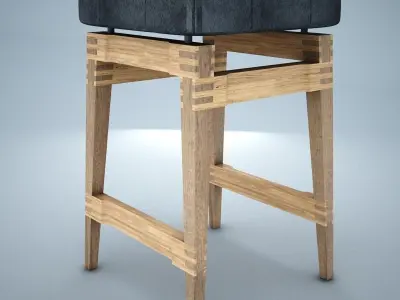 BRIOSCO BLACK LEATHER COUNTER STOOL 3D model