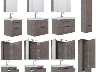 Furniture set Evora 60-80-100 Oak antique 3D model