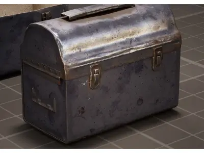 Old Worn Metal Utility Toolbox - Lunchbox Set Low-poly 3D model