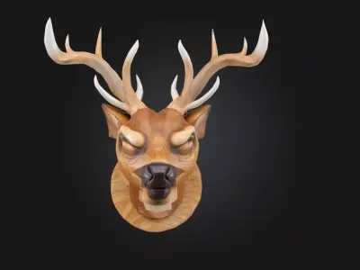Majestic Stag Carving  Natures Noble Guardian in Wood or Stone 3D model