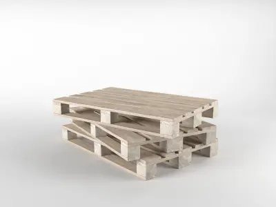 Pallet 3D model stack of wooden pallets Low-poly 3D model
