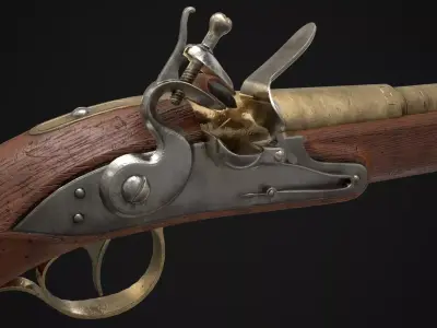 Flintlock Pistol Game Ready Low-poly 3D model