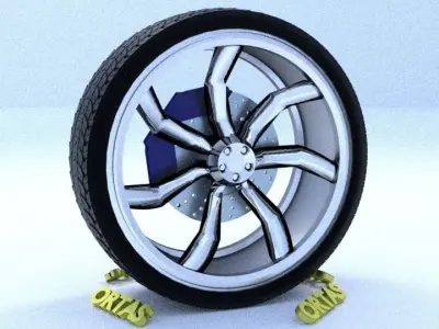 ORTAS CAR RIM 50 GAME READY RIM TIRE AND DISC 3D model