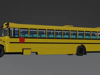 New Bus-International-3800 and Yellow bus collection-Film Making Low-poly 3D model