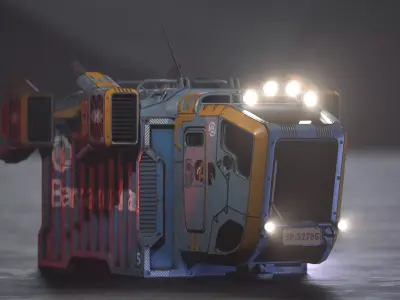 Sci-fi Cargo Truck Low-poly 3D model