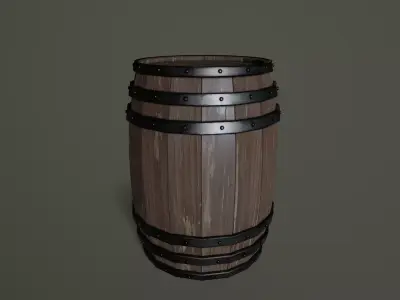 Medieval Wooden Barrel v1 Low-poly 3D model