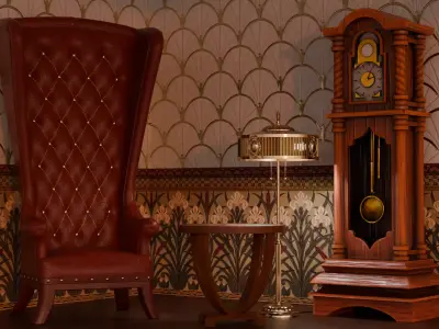 Antique Grandfather Clock Low-poly 3D model