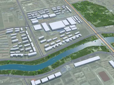 Hohhot Inner Mongolia China 55km Free low-poly 3D model