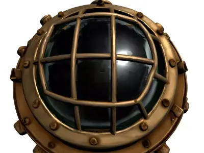 Vintage Brass Nautical Bulkhead Light Low-poly 3D model