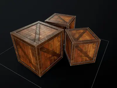 Wood box Mobile PBR Low-poly 3D model