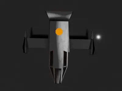 Low Poly Spaceship orange and object Free low-poly 3D model