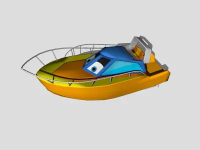 Speedboat cartoon boat Low-poly 3D model