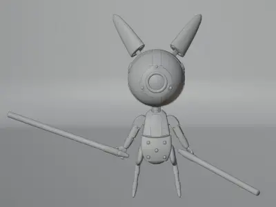 Little Bunny Bot Model Low-poly 3D model