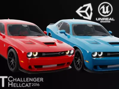 Dodge Challenger SRT Hellcat 2016 PBR GameReady Low-poly 3D model