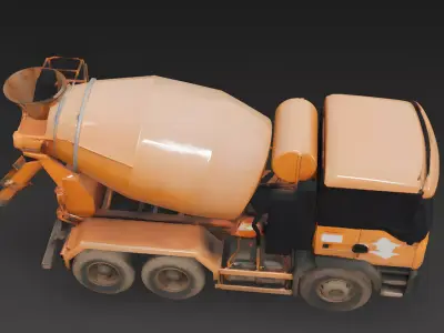 Realistic Weathered Concrete Mixer Truck 3D Model Low-poly 3D model
