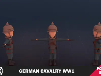 German Cavalry WW1 Low-poly 3D model