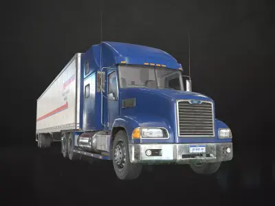 Semi Truck Van Trailer Low-poly 3D model