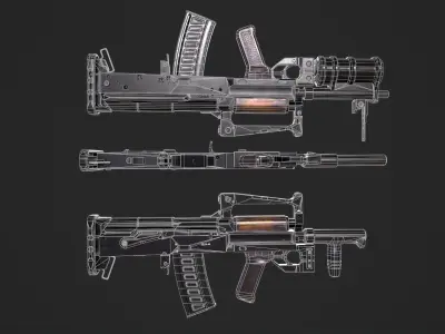 OTs-14 Groza  Low-poly 3D model