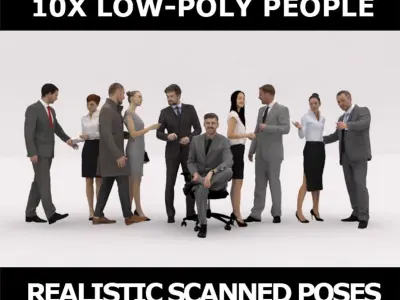 10x LOW POLY BUSINESS PEOPLE VOL01 CROWD 3D model